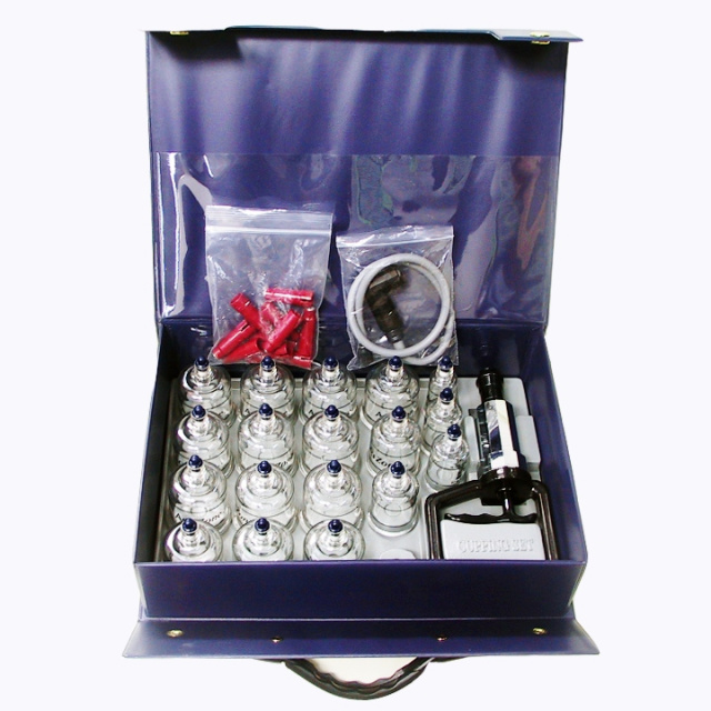 Cupping set with 19 boilable cups. Deluxe Cupping set with extension tube.